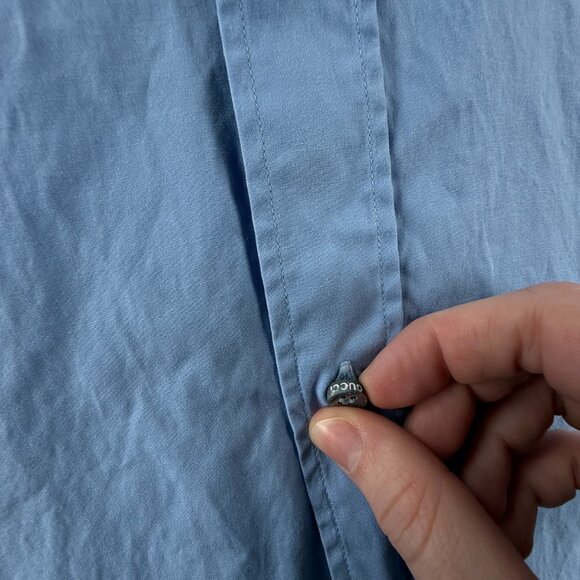 Gucci Italy Made Button Up Shirt Blue 40 (15.75) Long Sleeve Cotton Cursive Logo - Picture 16 of 16